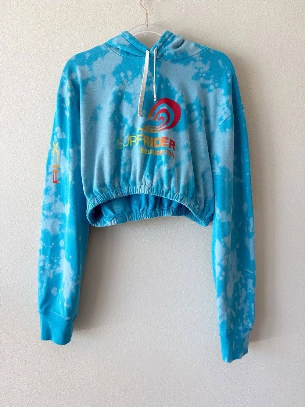 Ralph Lauren RLX x Surfrider Foundation Blue Acid Wash Cropped Hoodie
